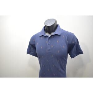 Peter Werth London Golf Polo Pineapples Blue Short Sleeve Mens Medium